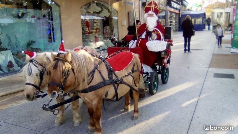 Arrivée du Père Noel  en caléche